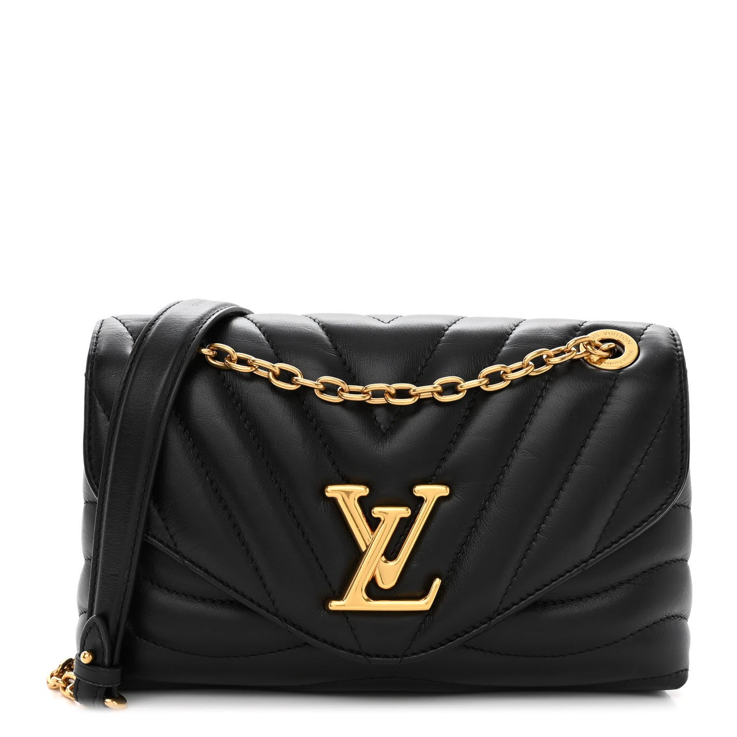 Calfskin LV New Wave Chain Bag Black