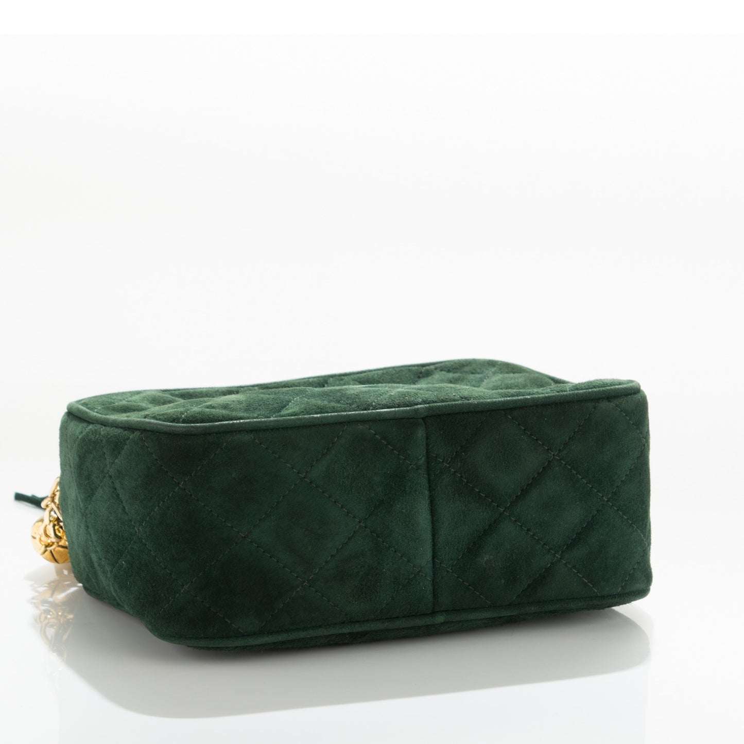 Suede Quilted CC Tassel Camera Case Dark Green