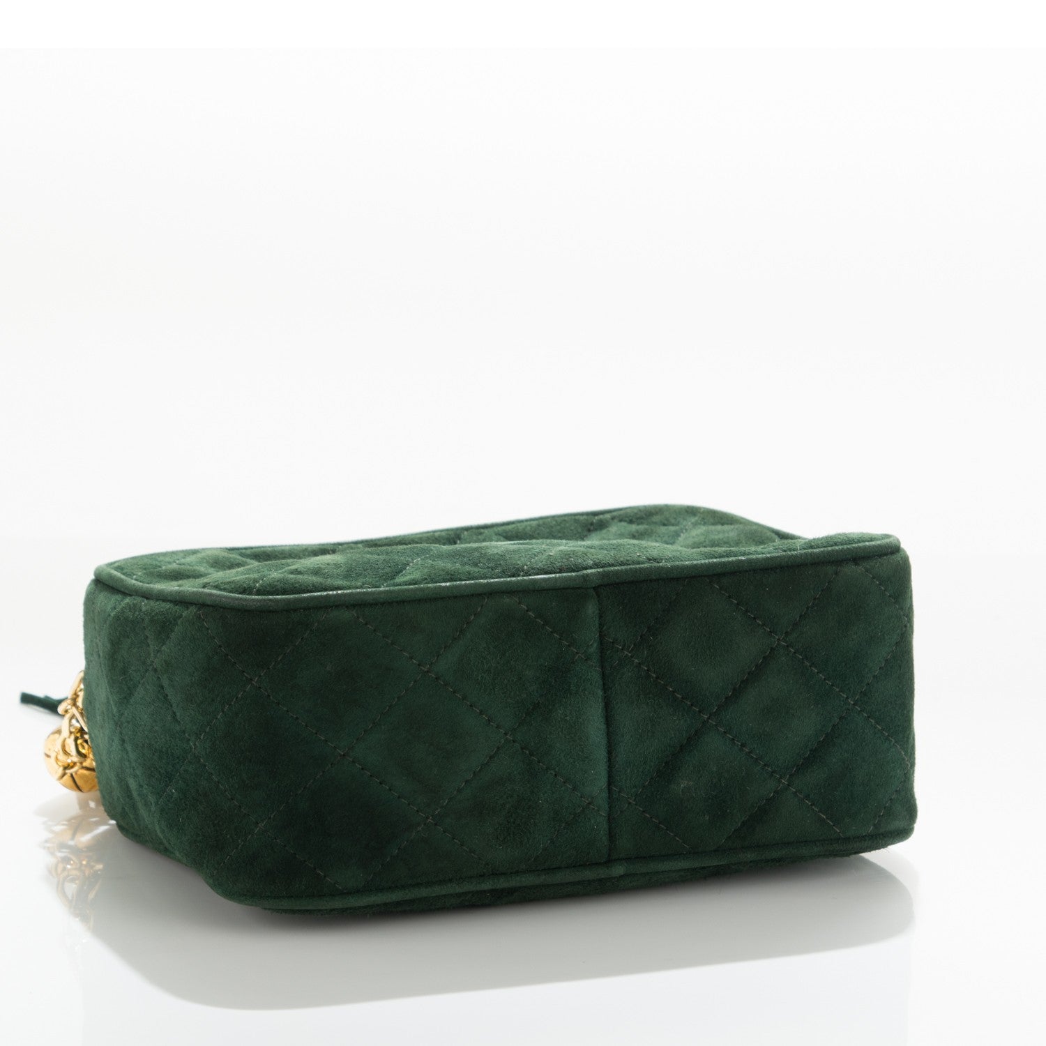 Chanel Suede Quilted CC Tassel Camera Case Dark Green 4 of 8
