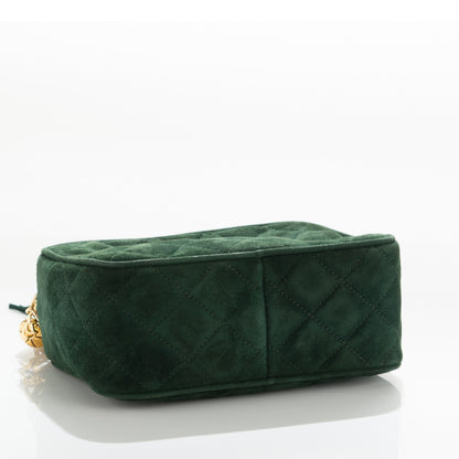 Chanel Suede Quilted CC Tassel Camera Case Dark Green 4 of 8
