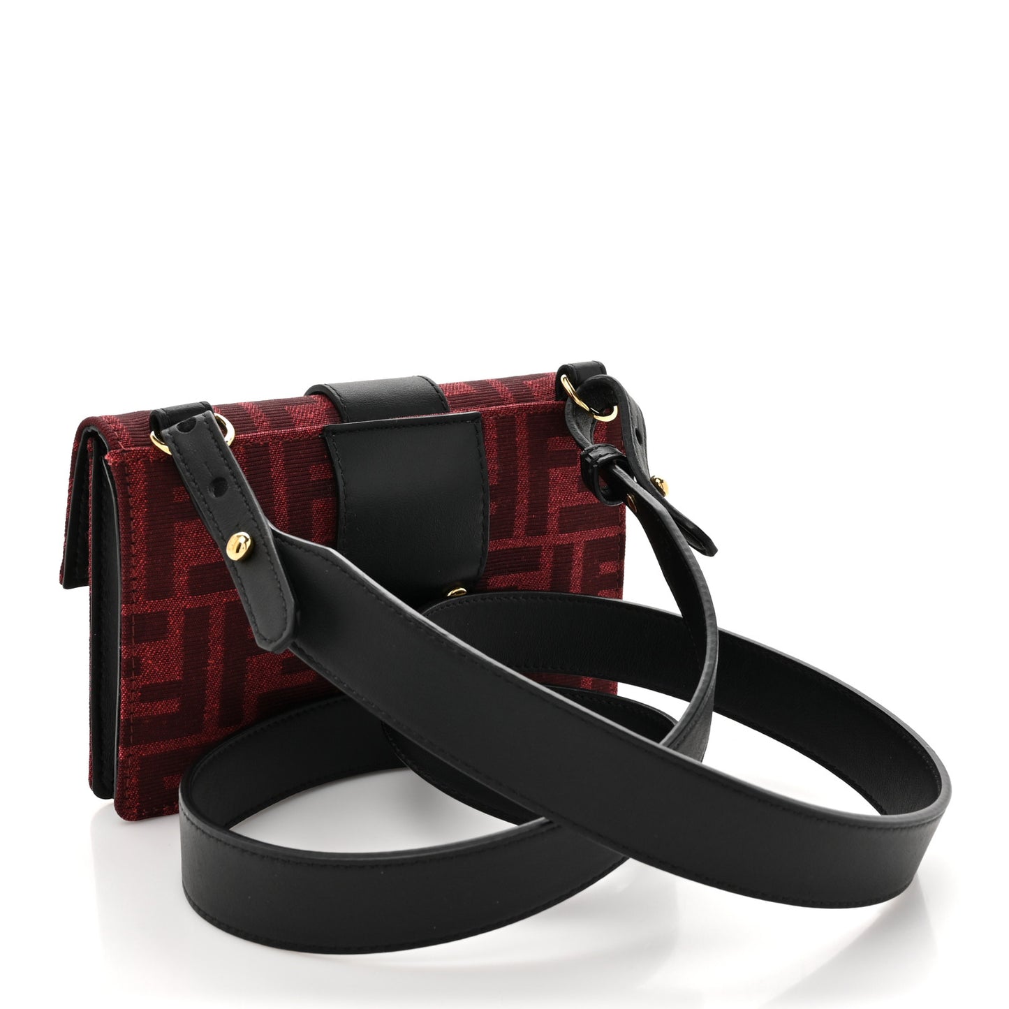 Recycled Fabric Jacquard Vitello Grace FF 1974 Baguette Belt Pouch Rosso Marlboro Black