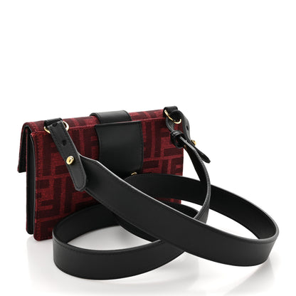 Fendi Recycled Fabric Jacquard Vitello Grace FF 1974 Baguette Belt Pouch Rosso Marlboro Black 3 of 10