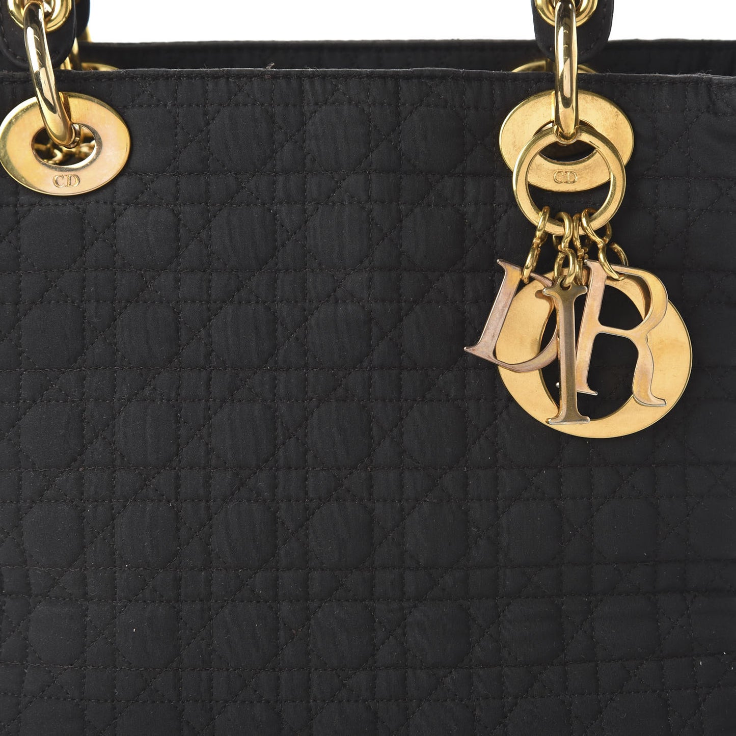Nylon Cannage Stitched Medium Lady Dior Black