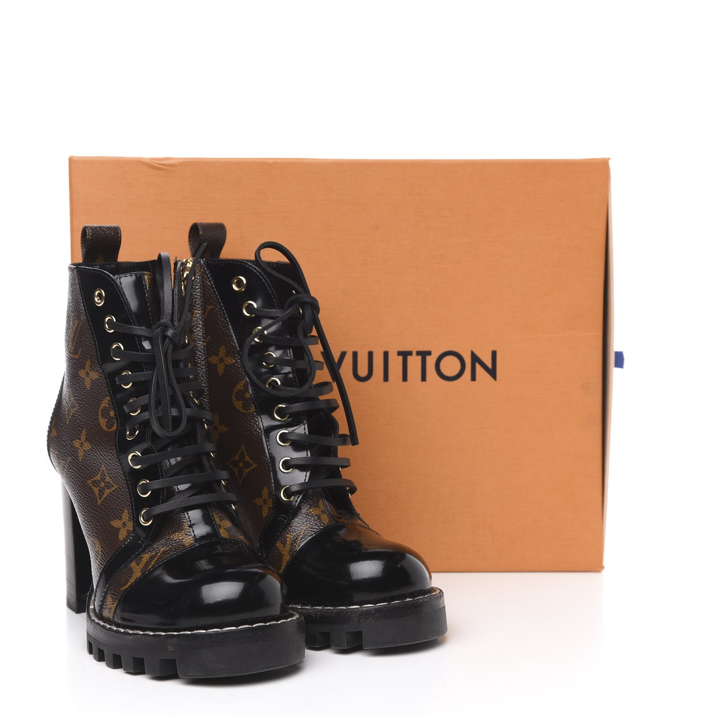Patent Calfskin Monogram Star Trail Ankle Boots 37.5 Black