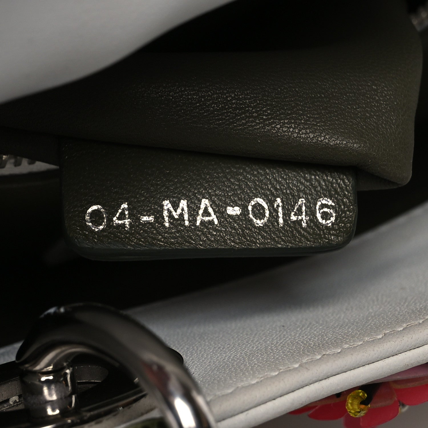 Christian Dior Lizard Satin Beaded Floral Embroidered Mini Lady Dior White Green Multicolor 6 of 12