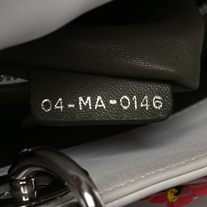 Christian Dior Lizard Satin Beaded Floral Embroidered Mini Lady Dior White Green Multicolor 6 of 12