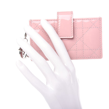 Christian Dior Patent Cannage Lady Dior 5-Gusset Card Holder Rose Clair 2 of 8