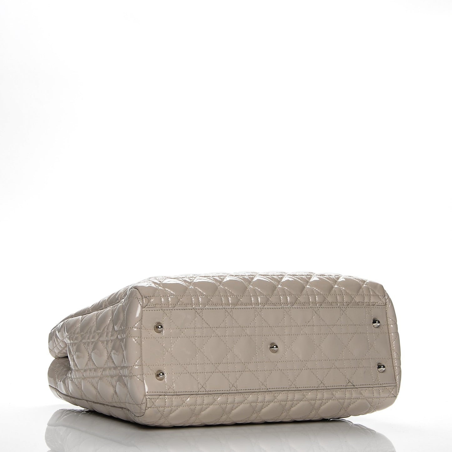 Patent Cannage Large Dior Soft Shopping Tote Light Grey