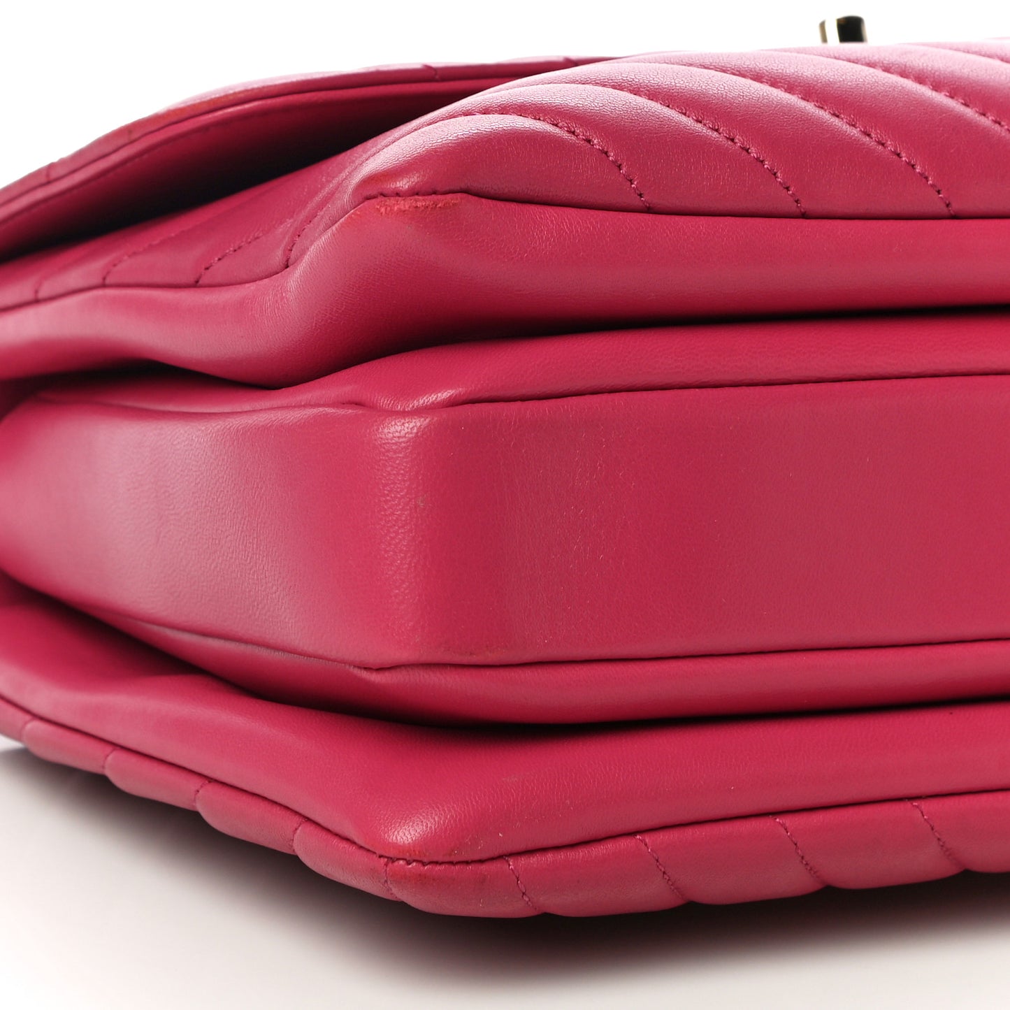 Lambskin Chevron Quilted Medium Trendy CC Dual Handle Flap Bag Dark Pink