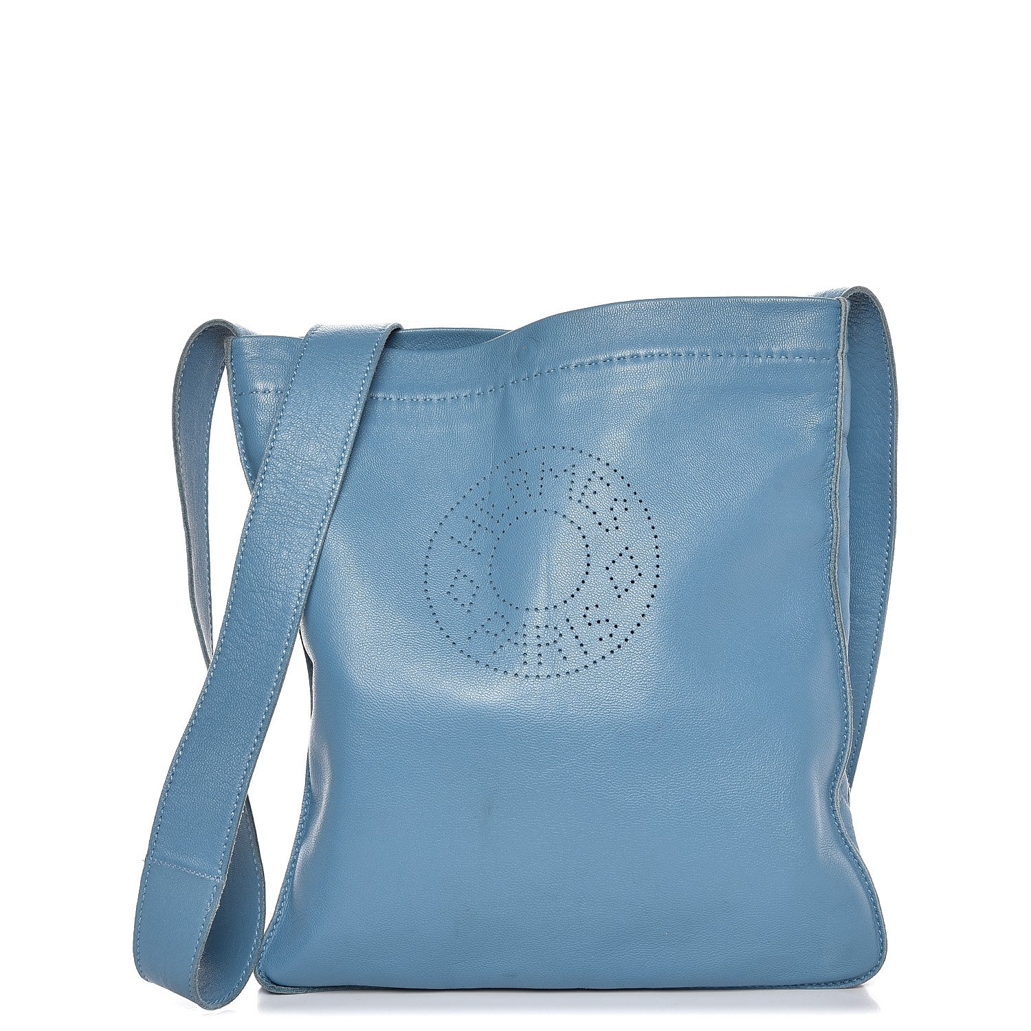 Hermes Lambskin Clou De Selle Pouch Blue Jean 1 of 11