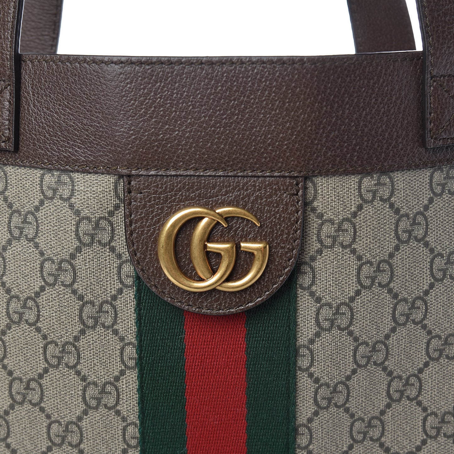 GG Supreme Monogram Web Large Ophidia Vertical Shopping Tote Brown