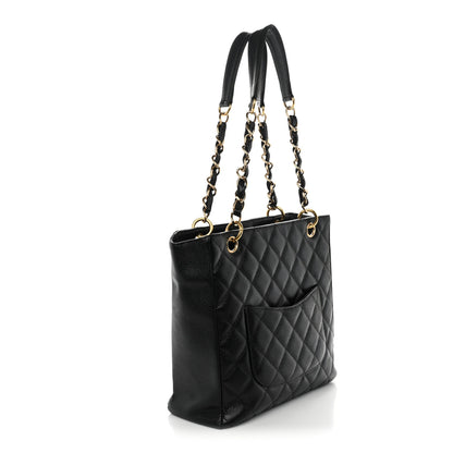 Chanel Caviar Quilted Petit Shopping Tote PST Black 3 of 12