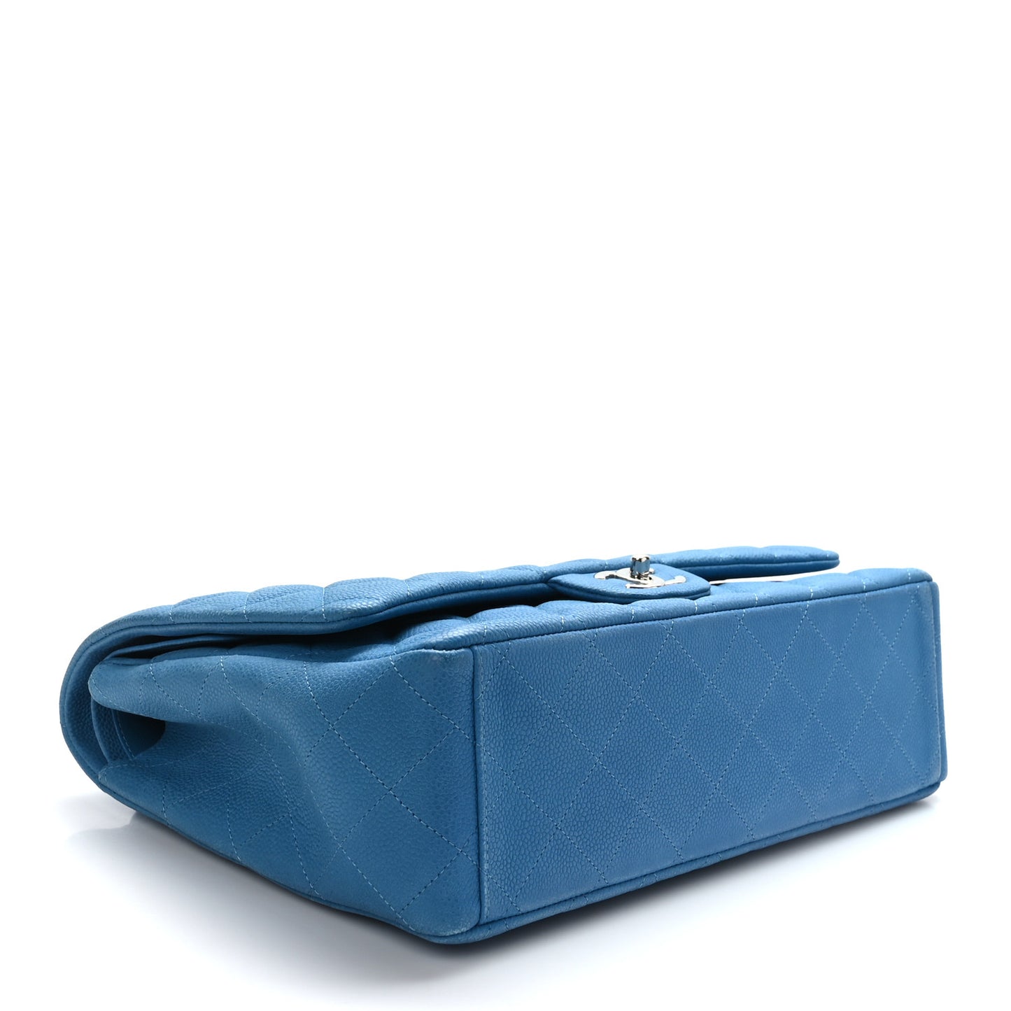 Caviar Quilted Maxi Double Flap Blue