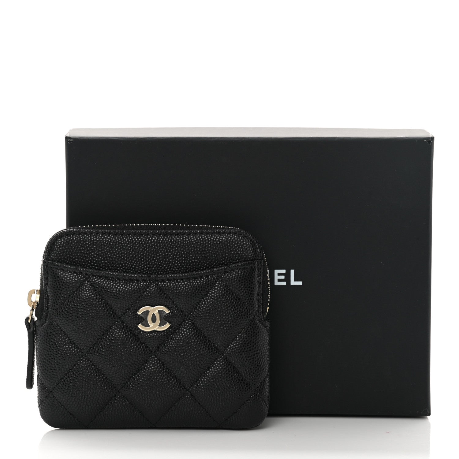 Chanel Caviar Quilted Zip Card Holder Wallet Black 8 of 8