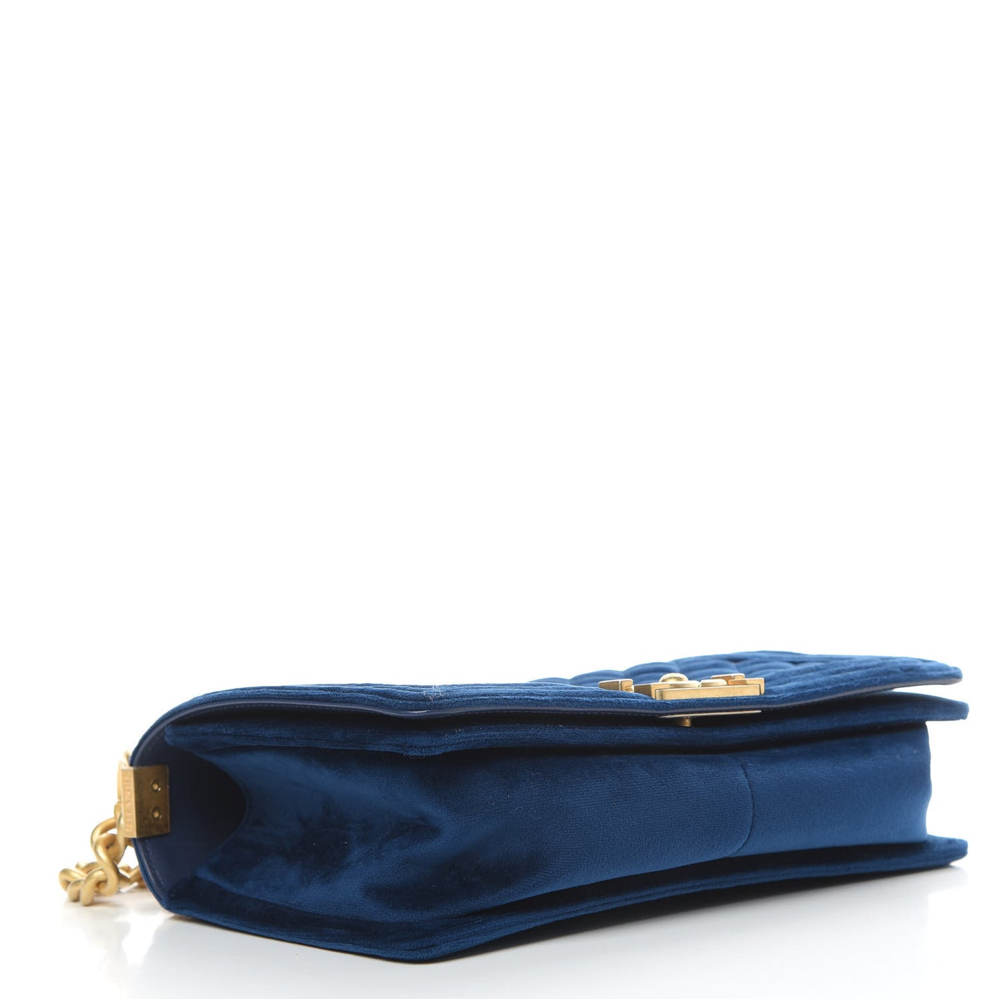 Velvet Quilted Medium Boy Flap Dark Blue
