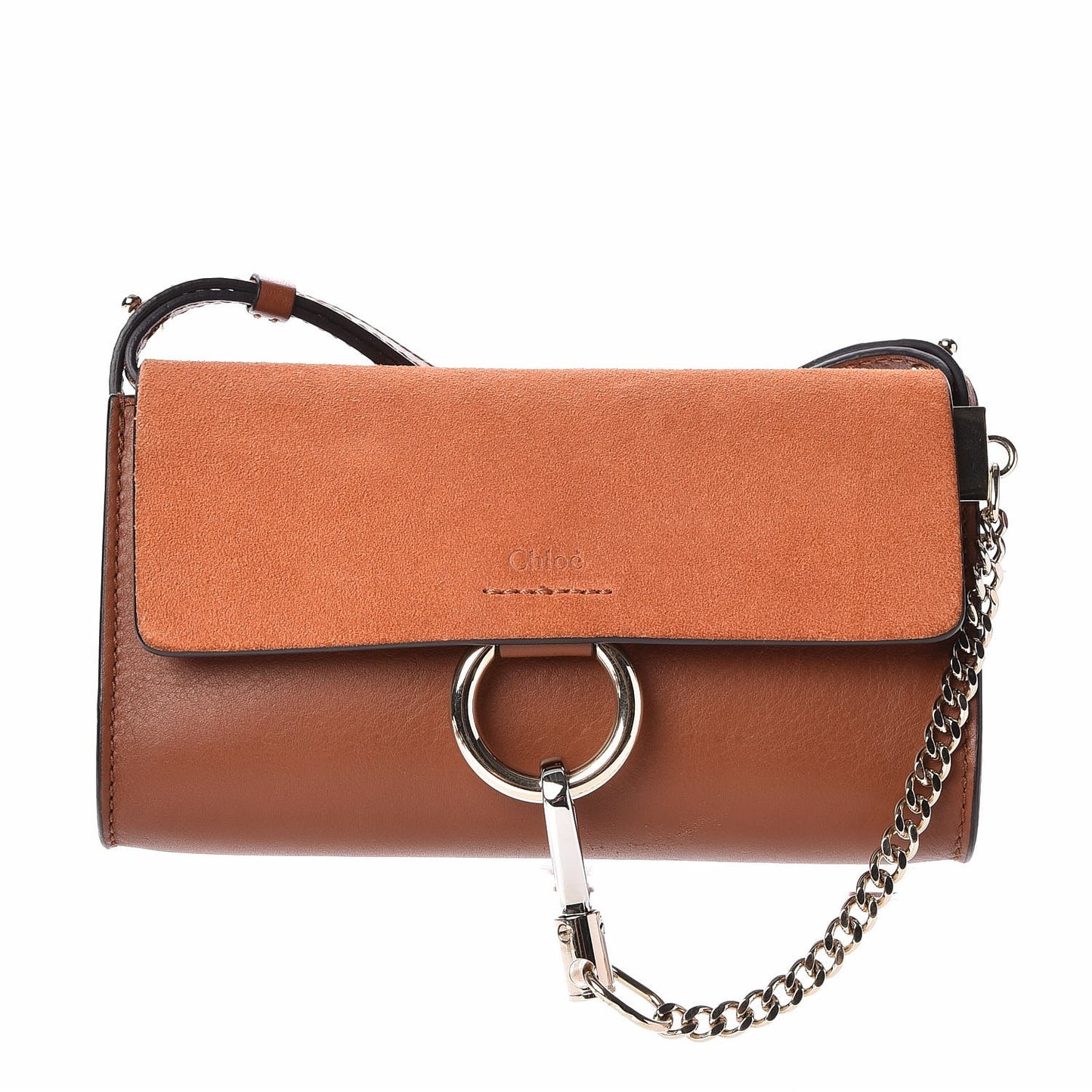 Suede Calfskin Mini Faye Shoulder Bag Tobacco