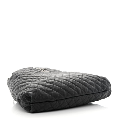 Chanel Distressed Glazed Caviar Quilted Large Elastic Tote Black 4 of 10