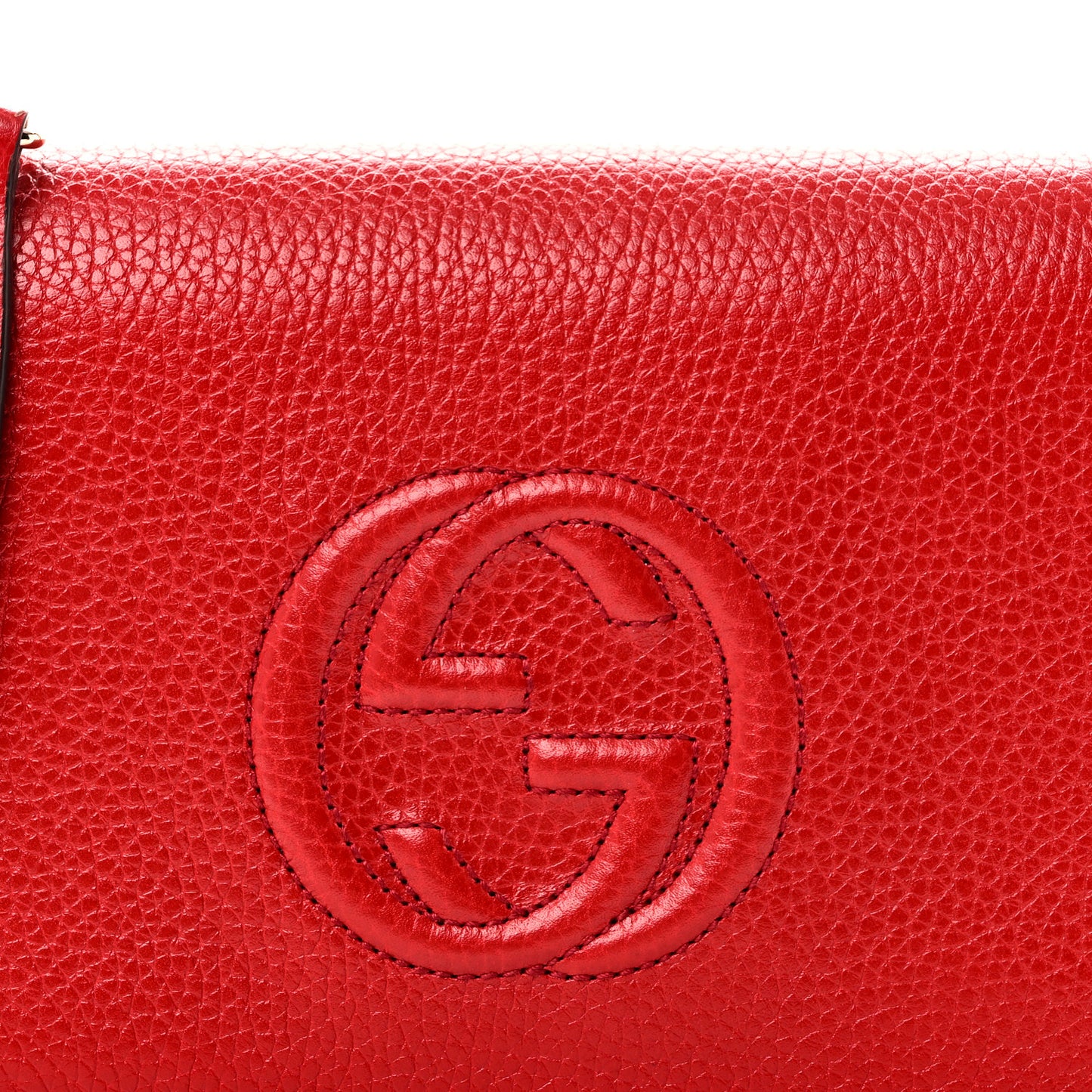 Pebbled Calfskin Soho Wallet on Chain Tabasco Red