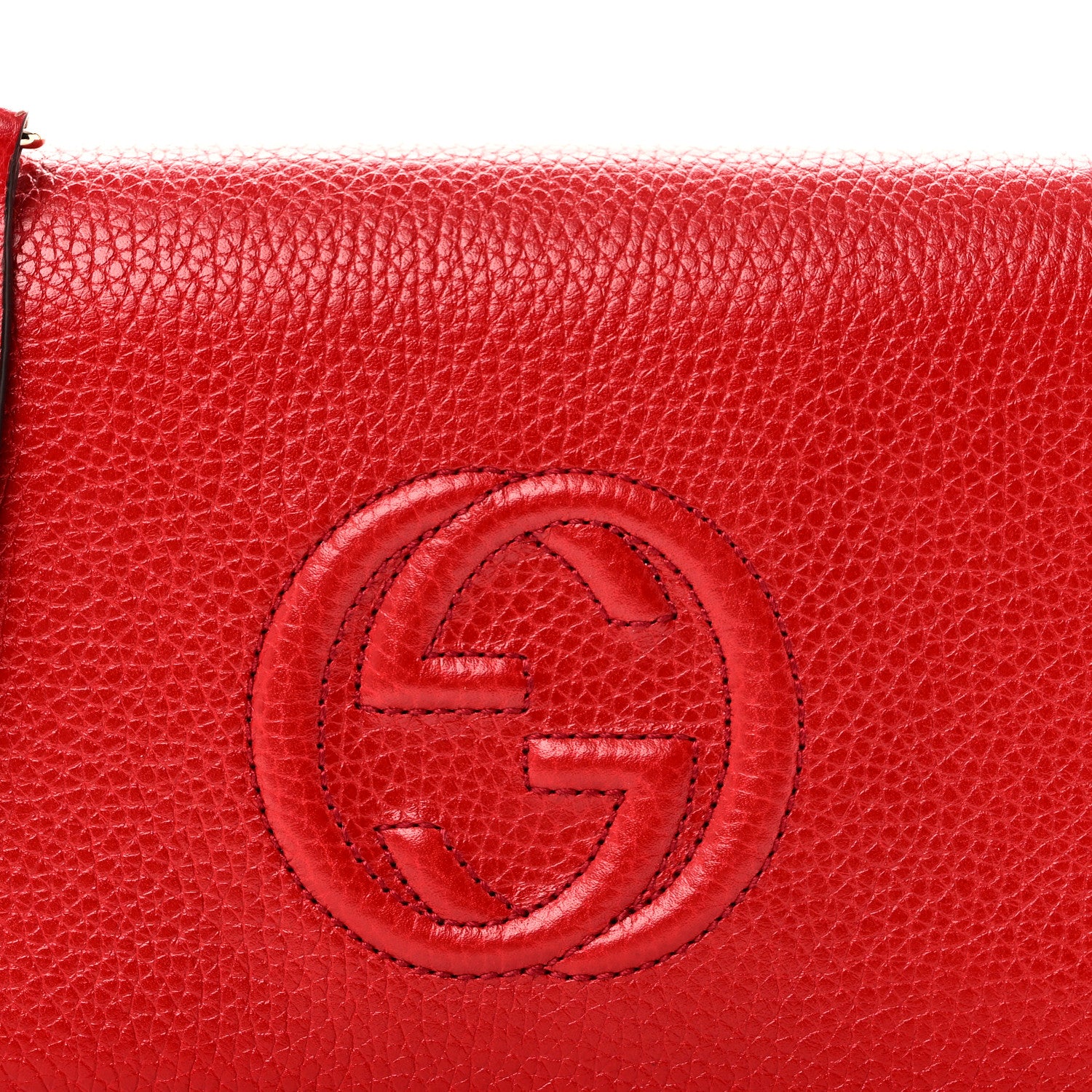 Gucci Pebbled Calfskin Soho Wallet on Chain Tabasco Red 7 of 10