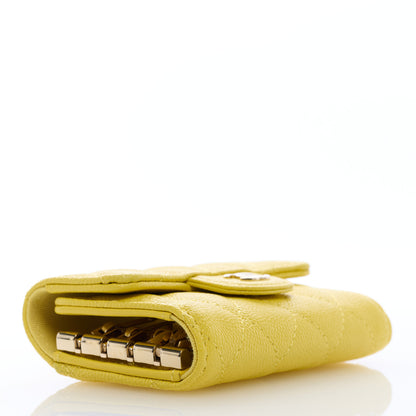 Chanel Caviar Quilted Classic 4 Key Holder Wallet Yellow 4 of 6