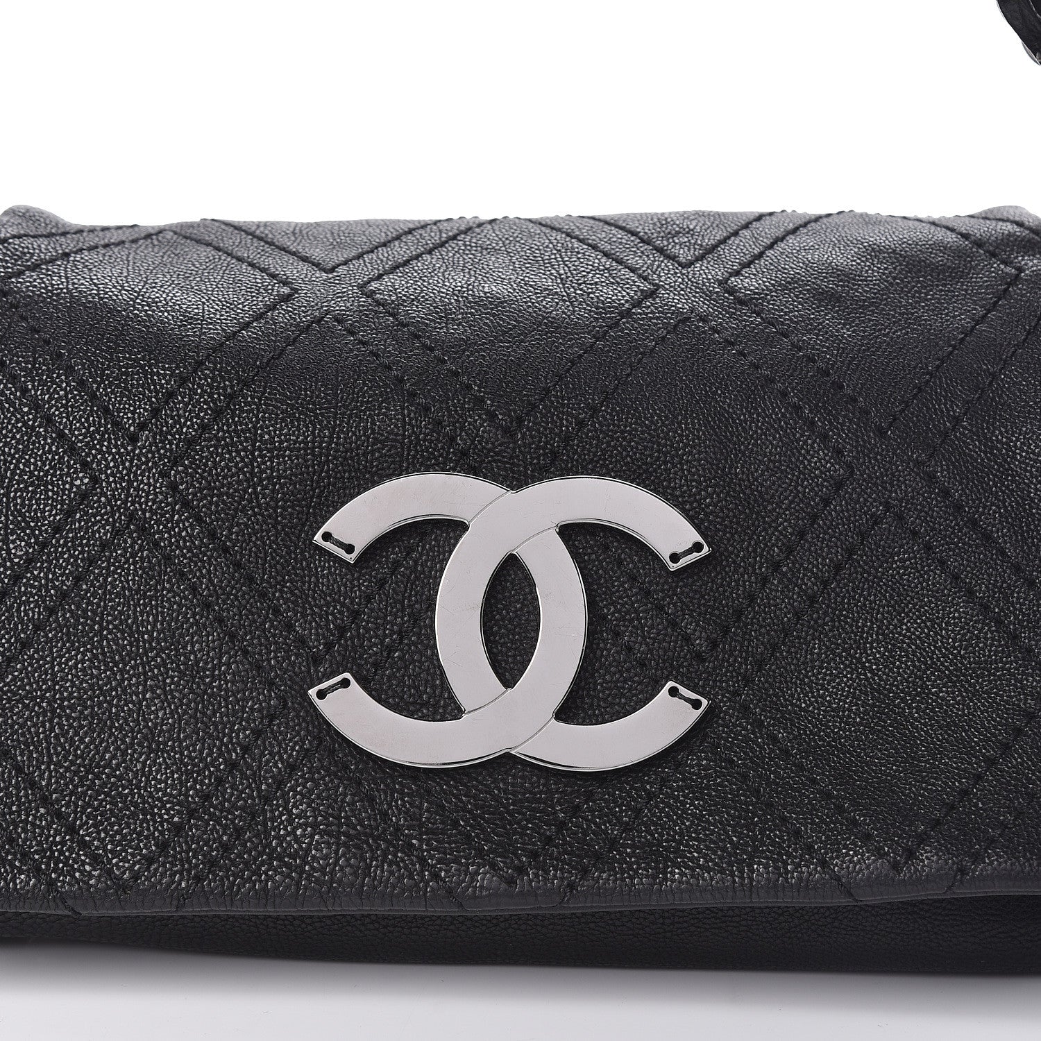 Chanel Calfskin Diamond Stitch Accordion Flap Black 9 of 11