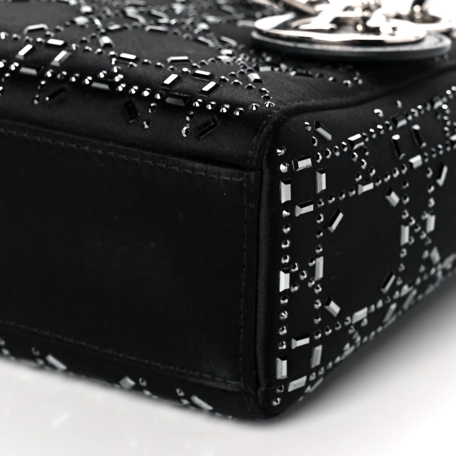 Christian Dior Satin Crystal Cannage Mini Lady Dior Black 9 of 13
