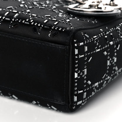 Christian Dior Satin Crystal Cannage Mini Lady Dior Black 9 of 13
