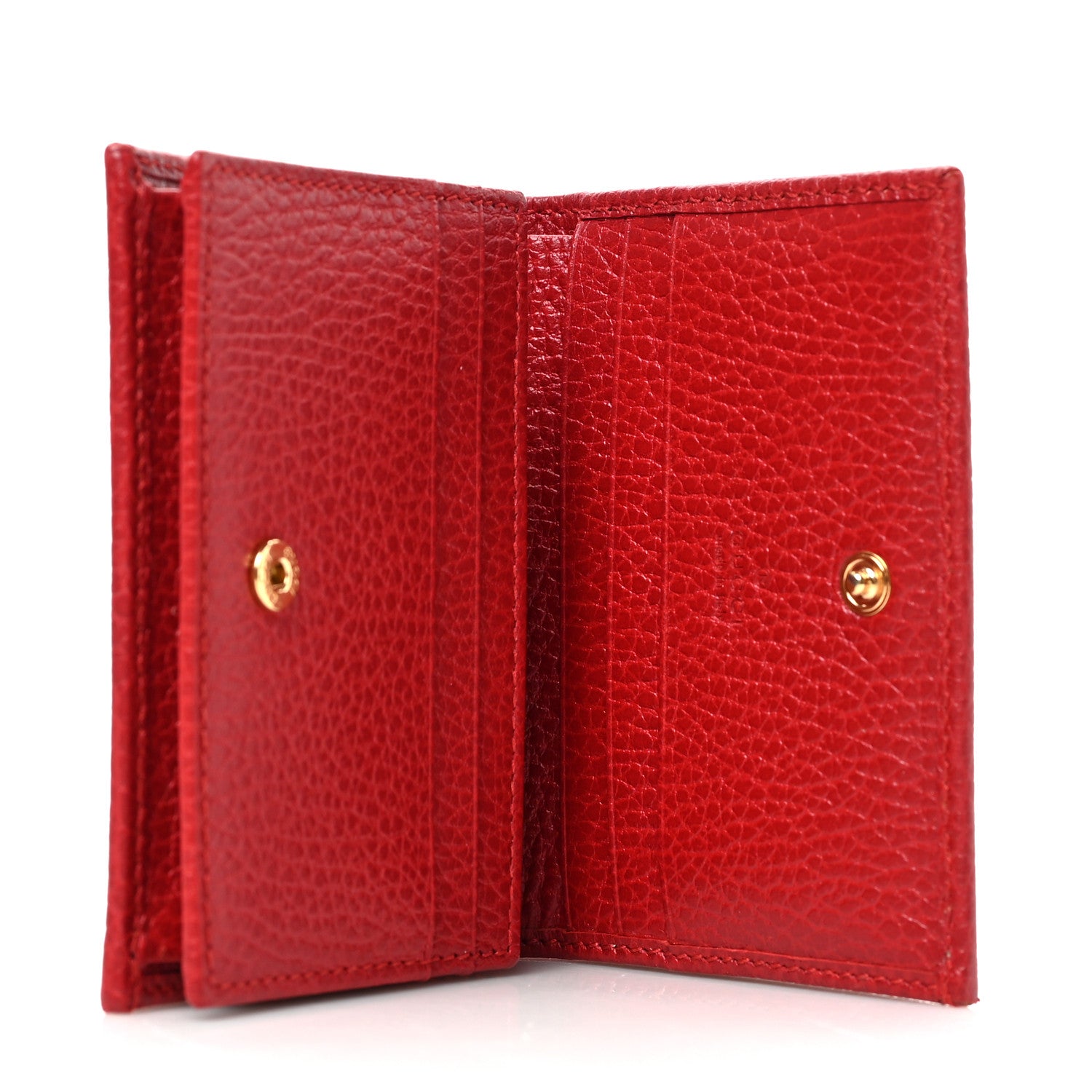 Gucci Pebbled Calfskin GG Marmont Card Case Hibiscus Red 5 of 6