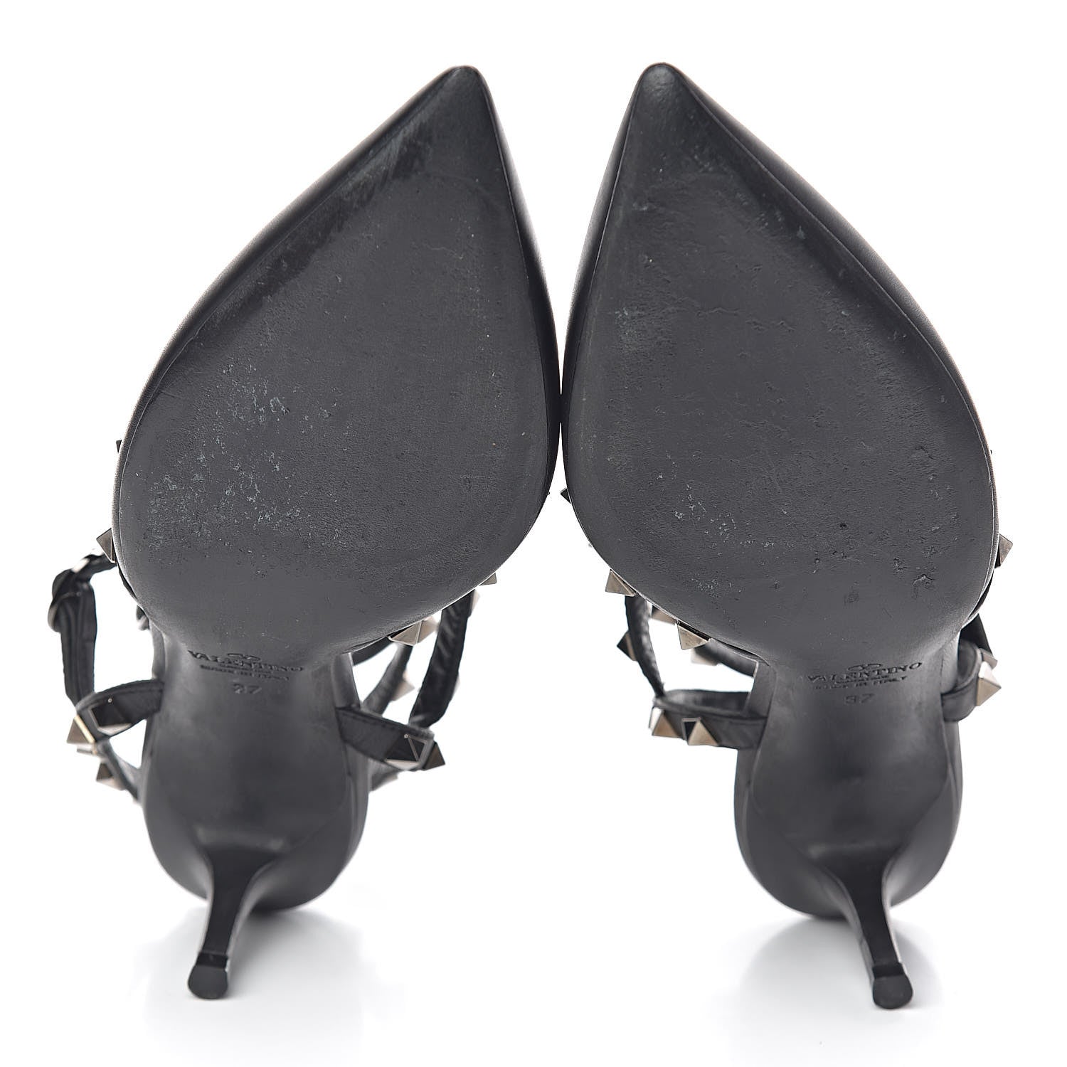 Valentino Garavani Nappa Rockstud Ankle Strap Low Heel Pumps 37 Black 5 of 7