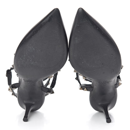 Valentino Garavani Nappa Rockstud Ankle Strap Low Heel Pumps 37 Black 5 of 7
