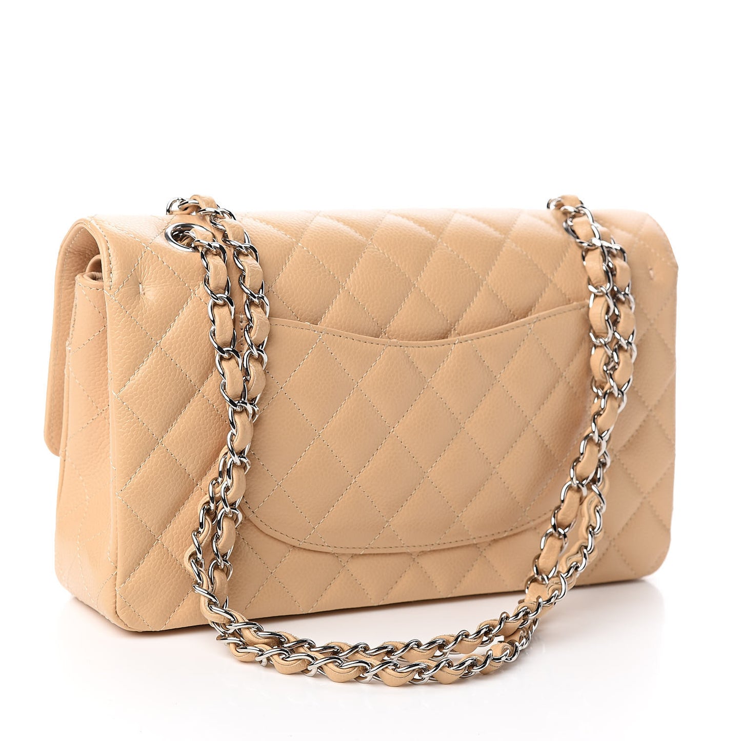 Caviar Quilted Medium Double Flap Beige Clair