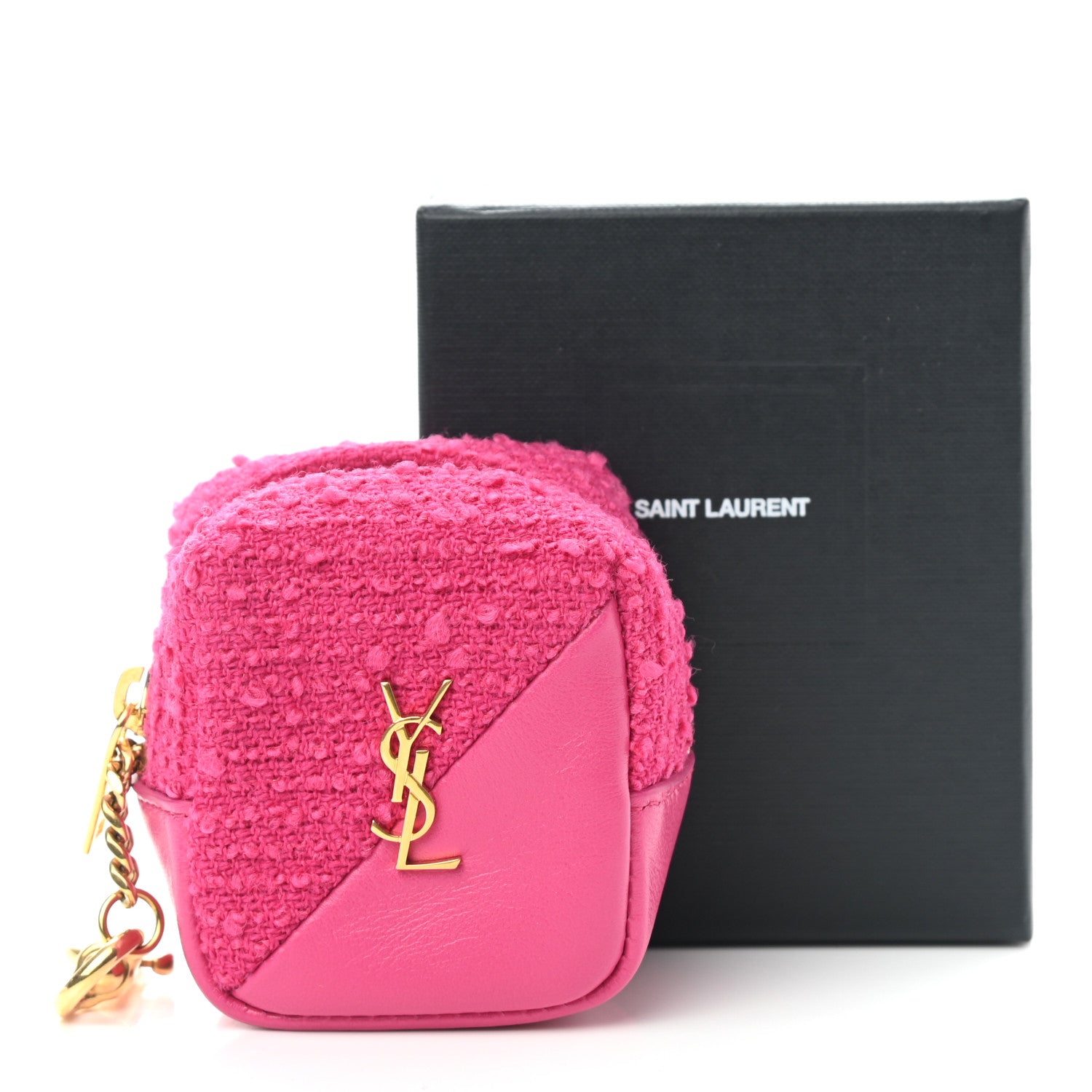 Saint Laurent Boucle Jaime Cube Charm Keychain Magenta 4 of 4