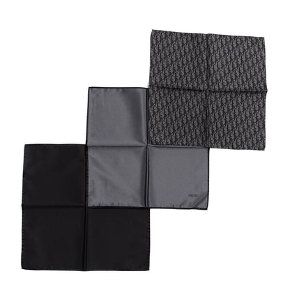 Christian Dior Silk Monogram Pocket Squares Set of 3 Black 1 of 7