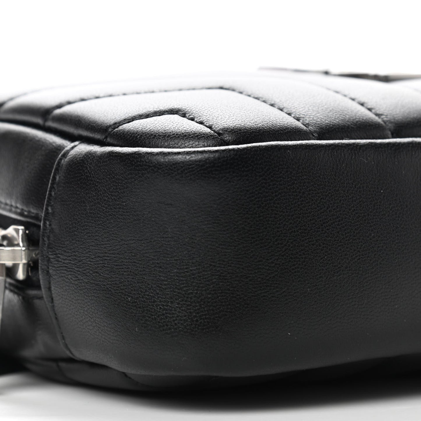 Lambskin Y Quilted Monogram Loulou Cosmetic Case Black