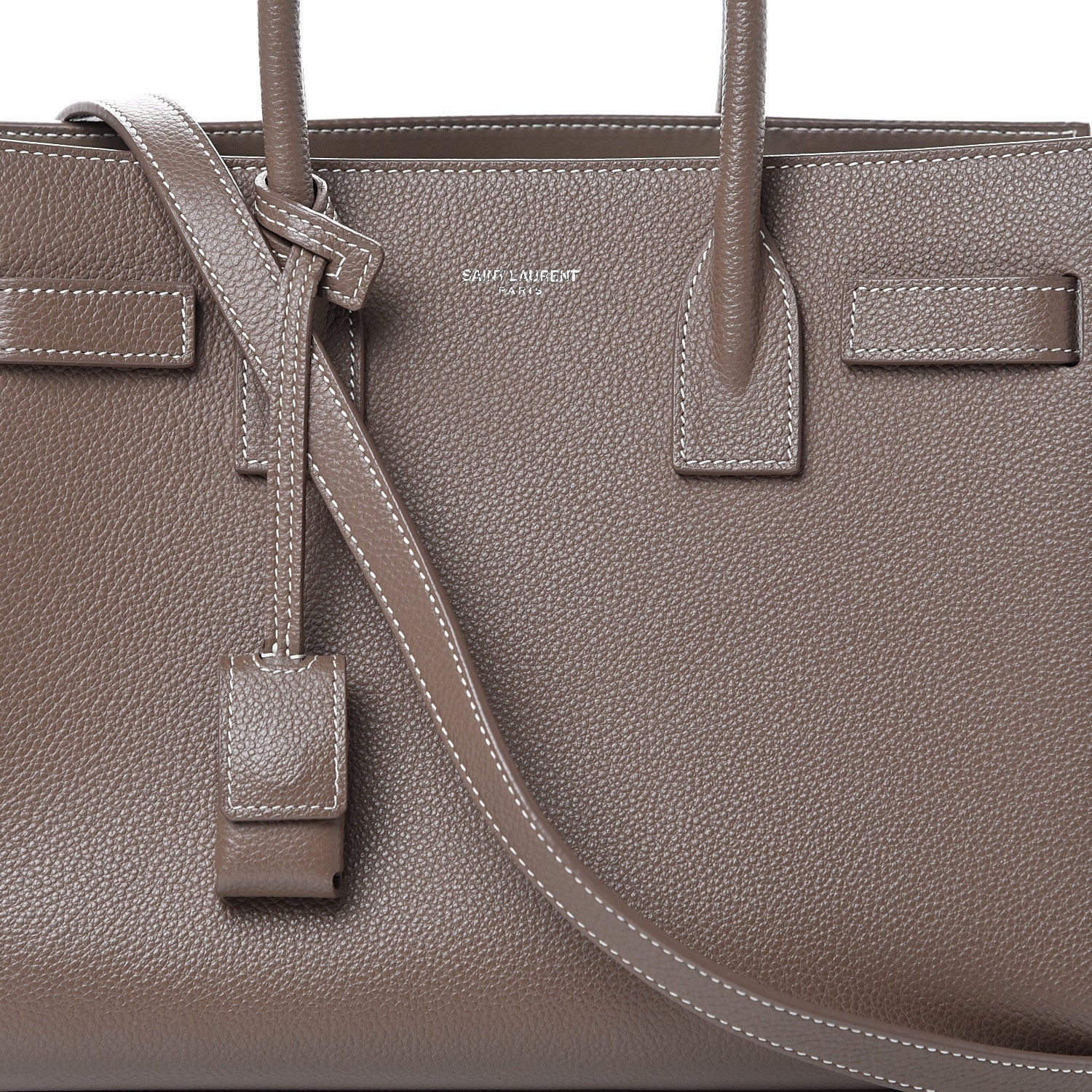 Saint Laurent Grained Calfskin Baby Sac De Jour Taupe 7 of 9