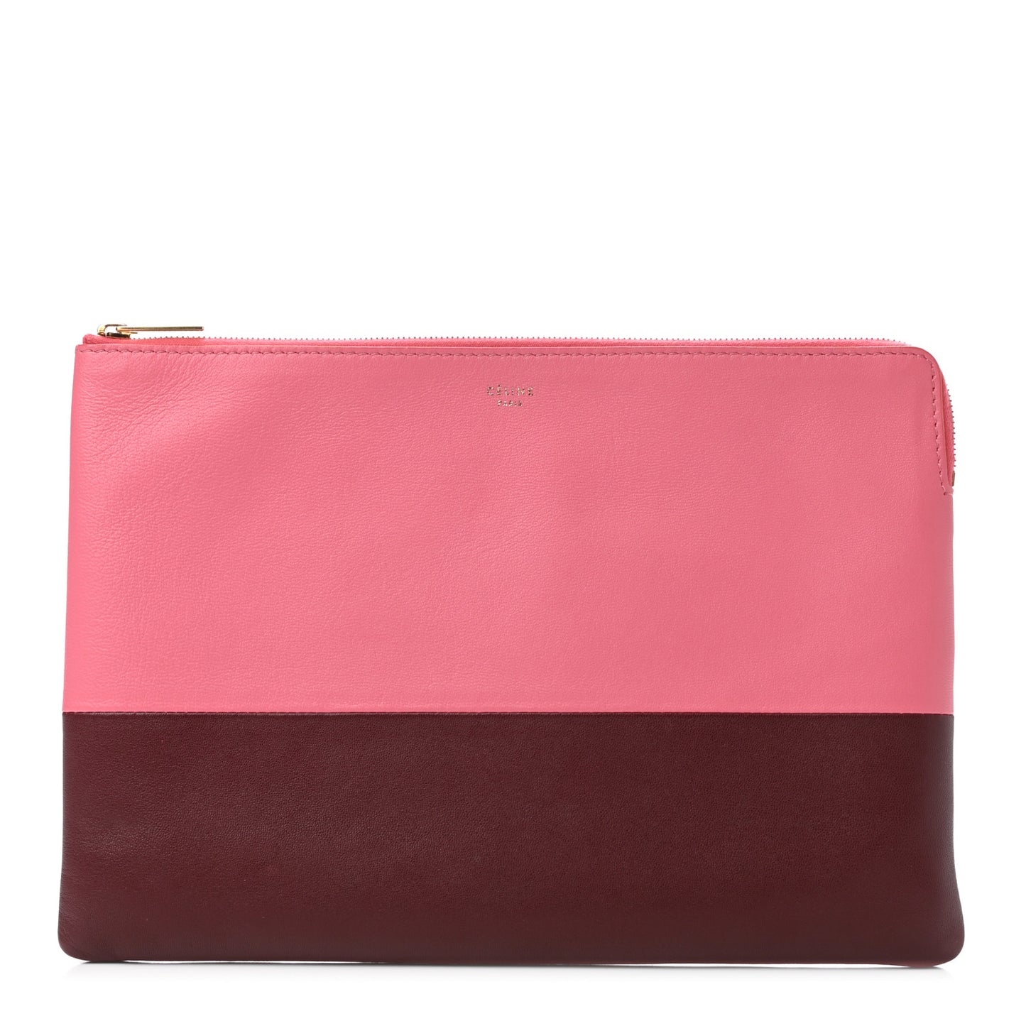 Lambskin Bi-Color Solo Clutch Pouch Pink Rust