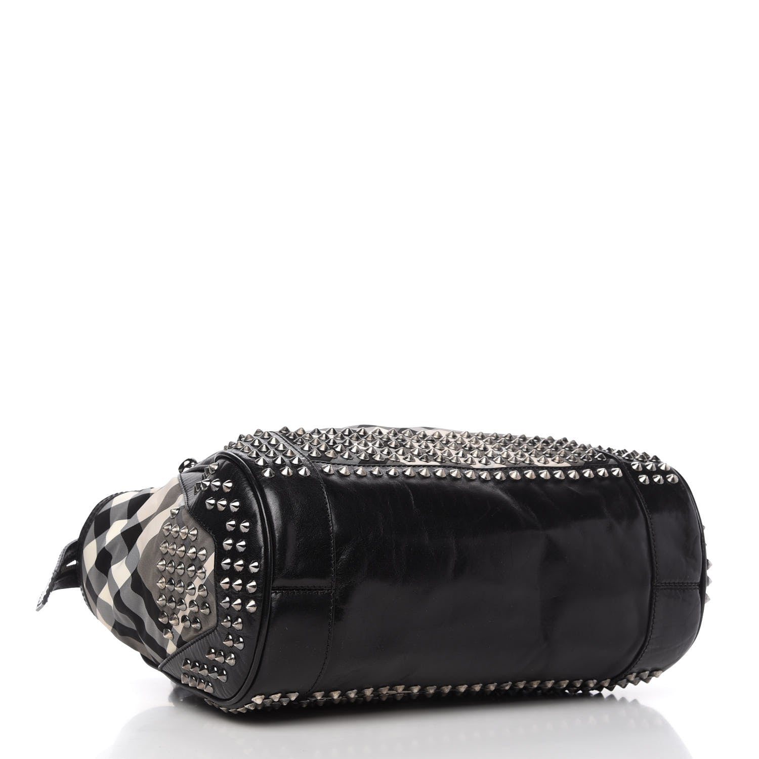 Burberry Nylon Beat Check Studded Medium Edenham Satchel Black 4 of 11