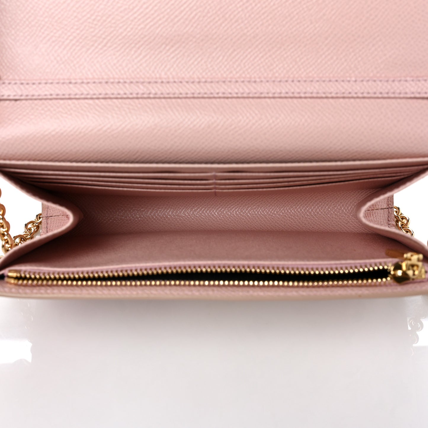 Dauphine Rose Print Wallet On Chain Pink