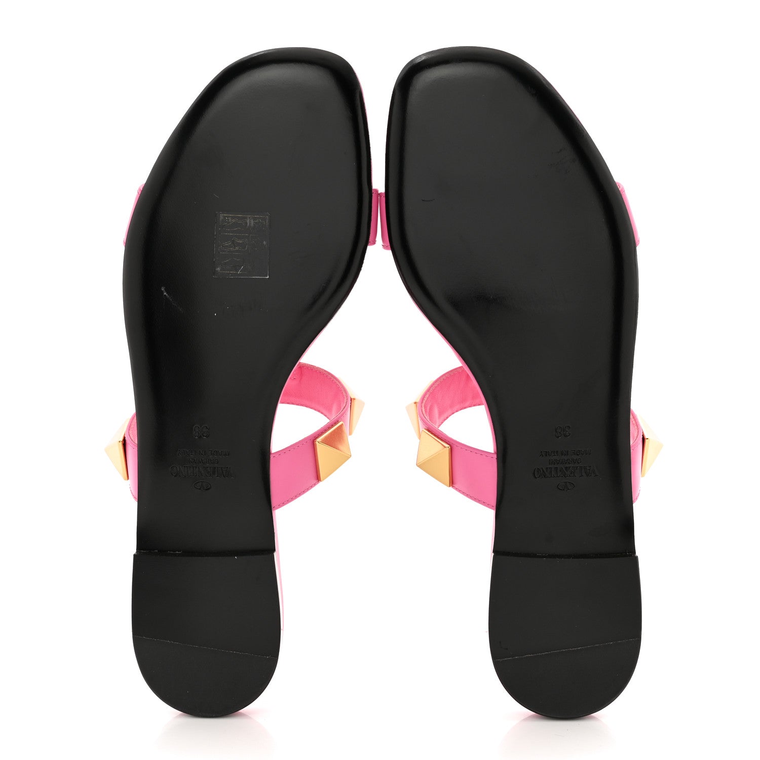 Valentino Garavani Calfskin Roman Stud Flat Slide Sandals 38 Feminine Pink 5 of 13
