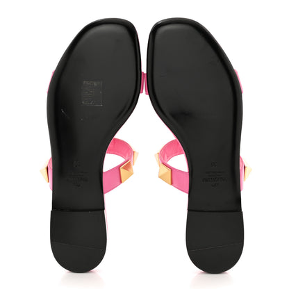 Valentino Garavani Calfskin Roman Stud Flat Slide Sandals 38 Feminine Pink 5 of 13