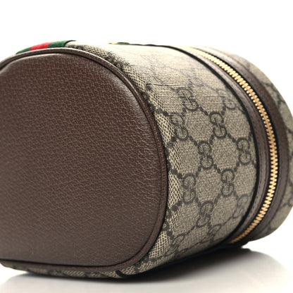 Gucci GG Supreme Monogram Textured Calfskin Web Ophidia Vanity Cosmetic Case Beige Ebony New Acero 11 of 12