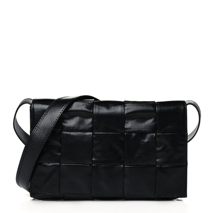 Bottega Veneta Paper Calfskin Maxi Intreccio Cassette Crossbody Bag Black 1 of 10