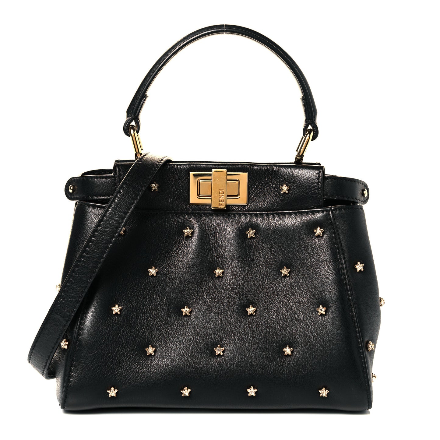 Nappa Crystal Studded XS Peekaboo Iconic Satchel Black