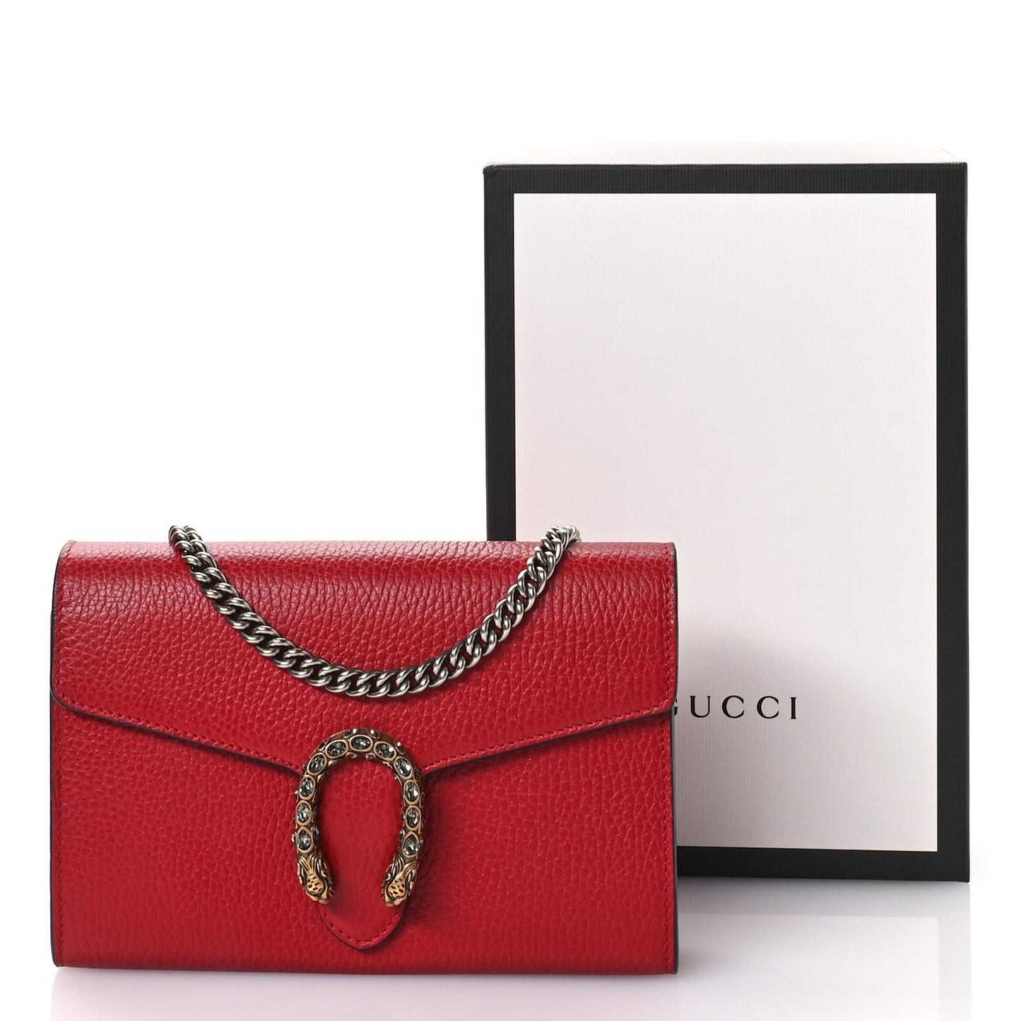 Calfskin Mini Dionysus Chain Wallet Hibiscus Red