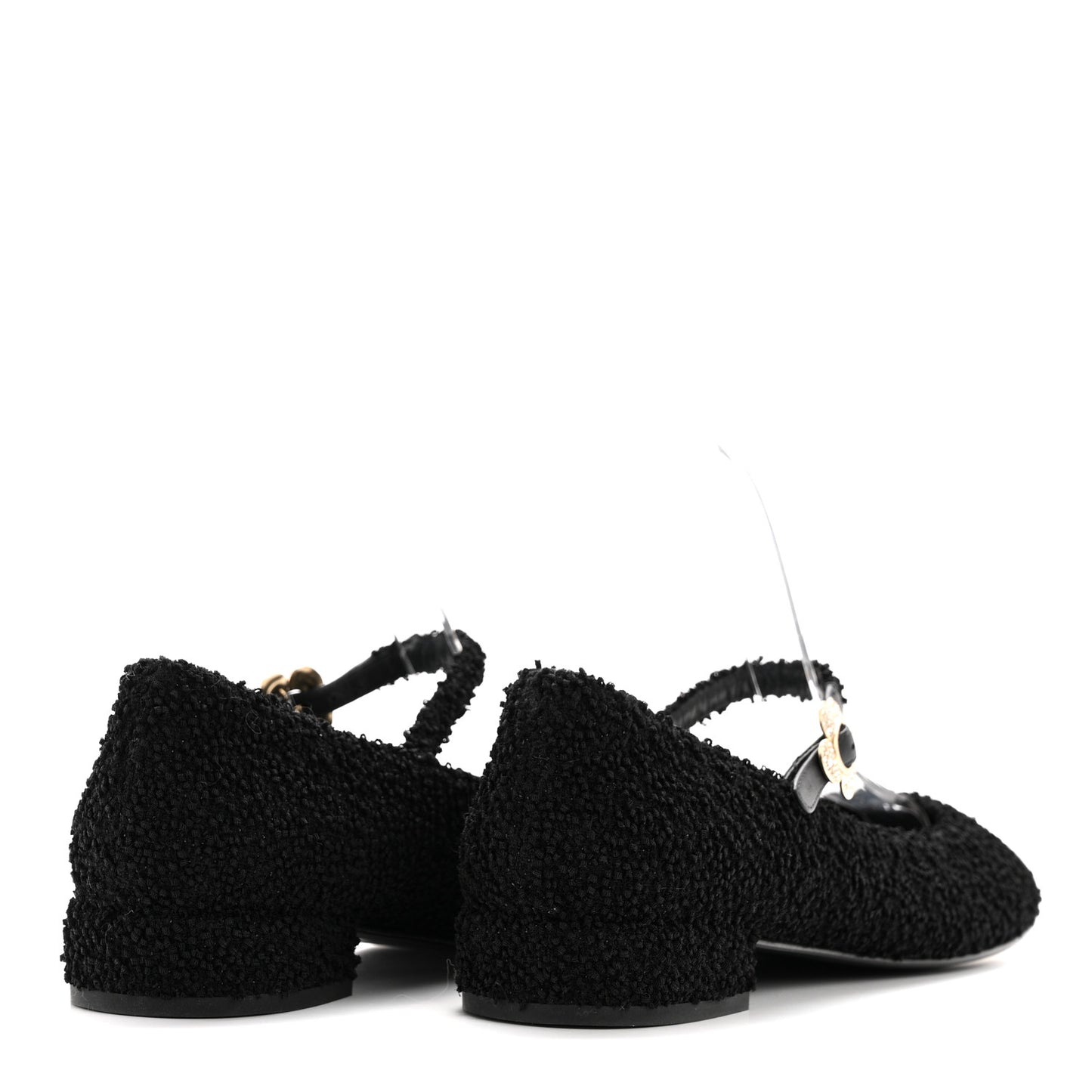 Tweed Patent Mary Jane Flats 41 Black