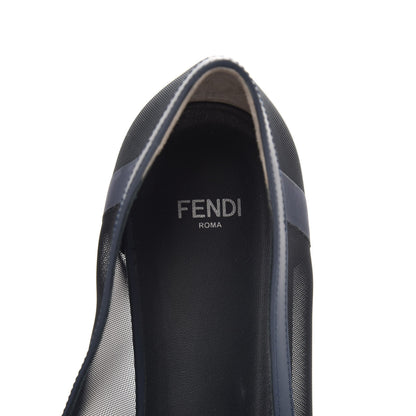 Fendi Mesh Skimmer Ballerina Flats 41.5 Navy Black 6 of 8
