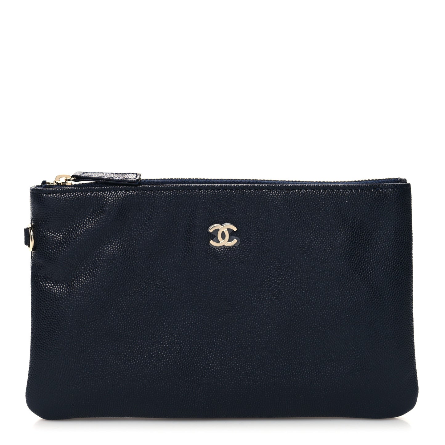 Caviar CC Wrist Pouch Navy Blue