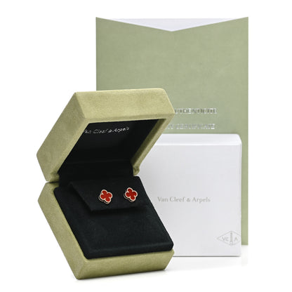 Van Cleef & Arpels 18K Rose Gold Carnelian Sweet Alhambra Earrings 6 of 6