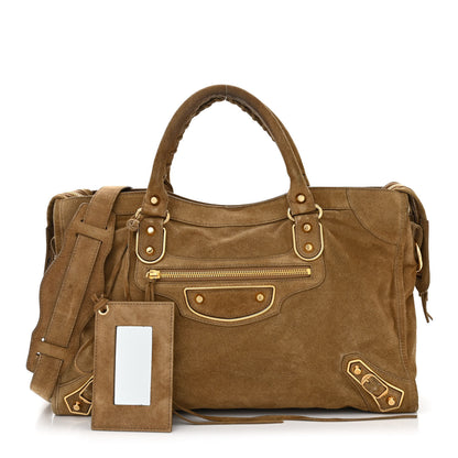 Balenciaga Baby Daim Suede Gold Metallic Edge Hardware City Beige Latte 3 of 14