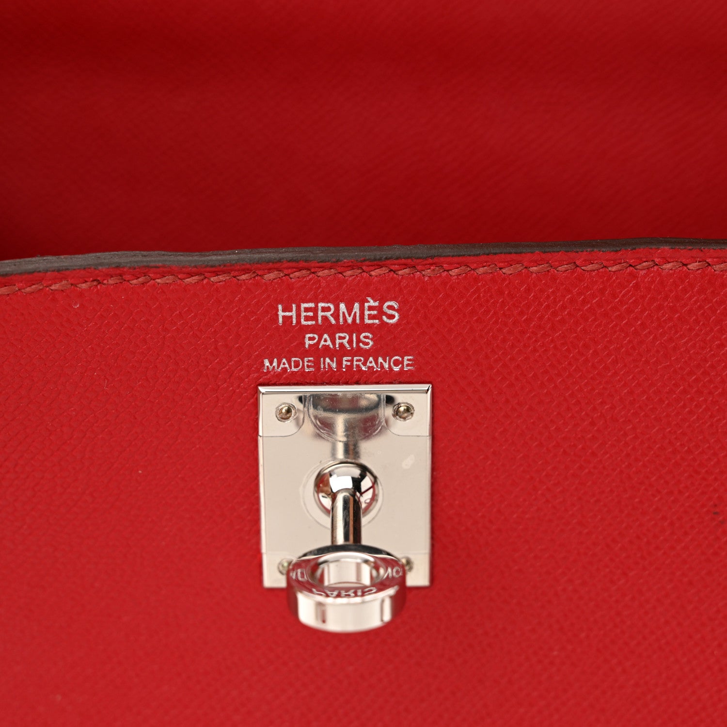Hermes Madame Calfskin Verso Kelly Sellier 25 Rouge Piment Rose Shocking 6 of 13